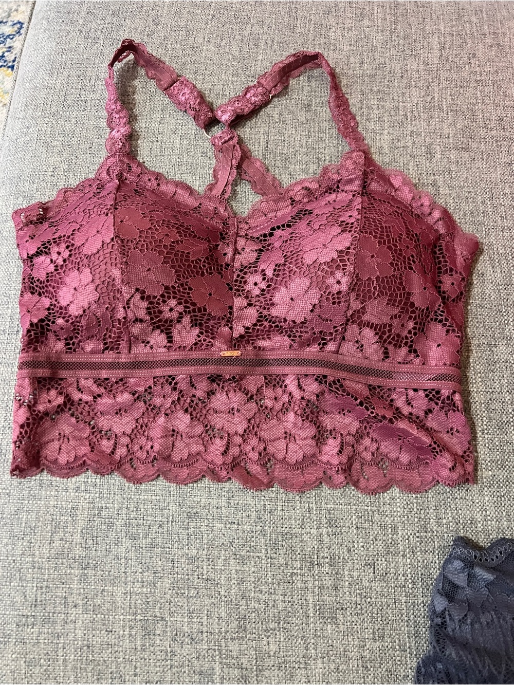 Floral Lace Bralette in Mauve Pink